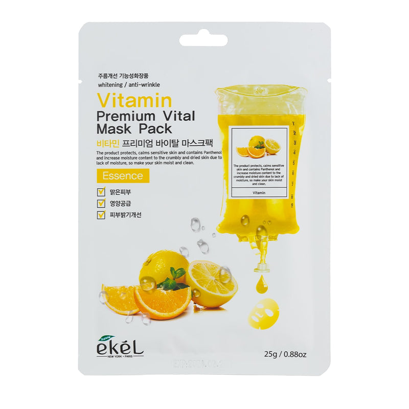 EKEL Vitamin Premium Vital Mask Pack veido kaukė su pantenoliu, 25 g.