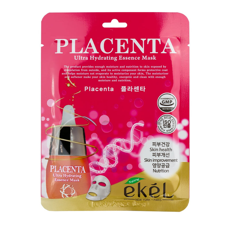 Ekel Ultra Hydrating Essence Mask Placenta Тканевая маска для лица с экстрактом плаценты, 25 г.