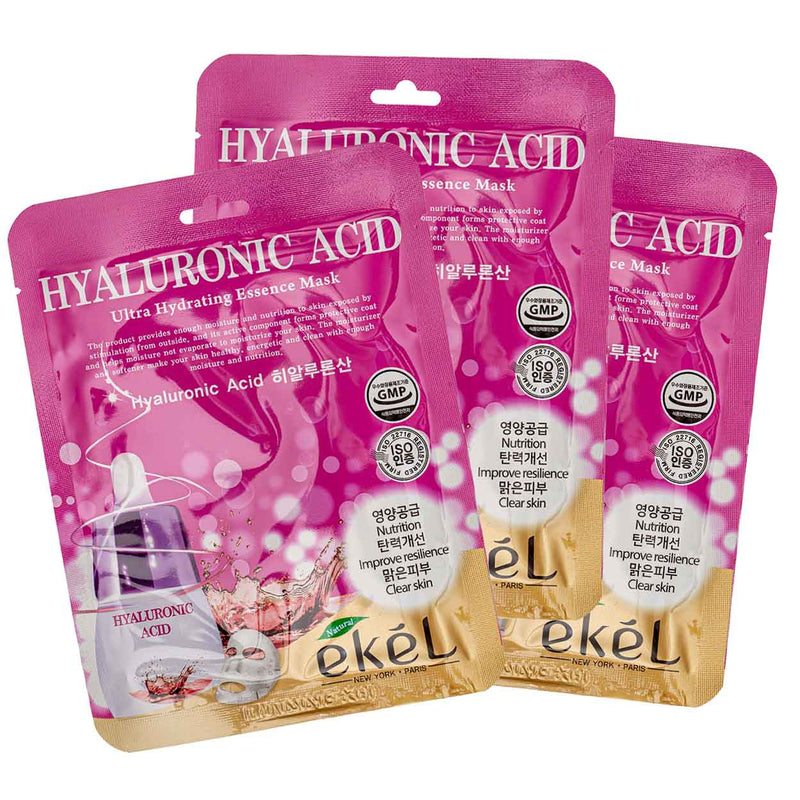 Ekel Ultra Hydrating Essence Mask Hyaluronic Acid sheet face mask set, 3 pcs.