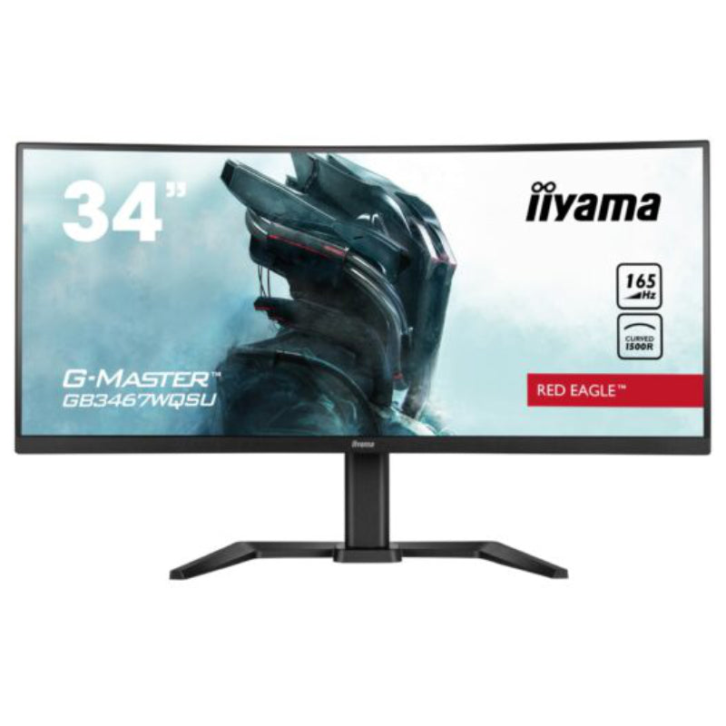 Iiyama G-Master Red Eagle GB3467WQSU-B5 -3440 x 1440 при 165 Гц (4,9 мегапикселя UWQHD, DisplayPort) - 0,4 мс (MPRT) - Формат 21/9 - Изогнутая панель VA - HDR400 - 165 Гц - FreeSync Premium - HDMI/DisplayPort - Динамики — USB-концентратор — черный 