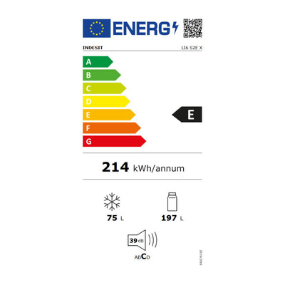 INDESIT Refrigerator LI6 S2E X, Energy class E, Height 158.8 cm, Inox color