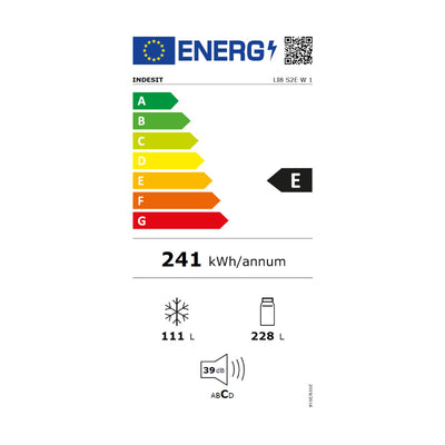 INDESIT Refrigerator LI8 S2E W 1, Energy class E, height 188.9 cm, White color