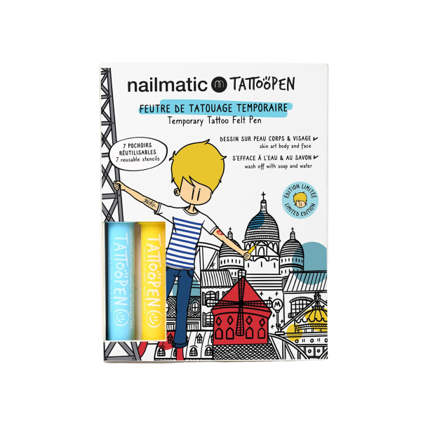 Nailmatic KIDS TATTOOPEN Duo Set Paris by Jo Little Set of washable felt-tip pens for drawing on the skin, 2x2.5g