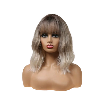 Synthetic hair wig with bangs