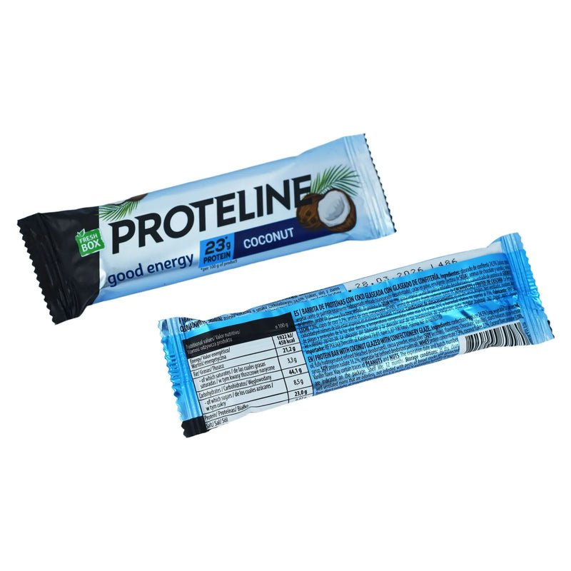 PROTELINE - Baltyminis batonėlis su kokosu, glazūruotas konditeriniu glajumi (40g)