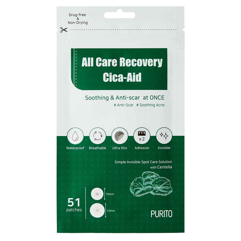 PURITO All Care Recovery Cica-Aid face patches, 51 pcs.