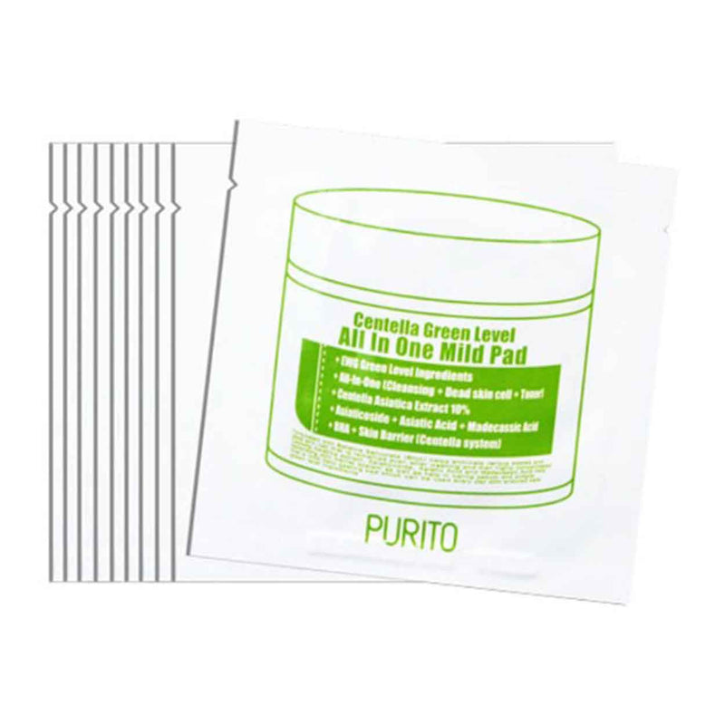 PURITO Centella Green Level All In One Mild Pad with toner, 4.5 ml x 10 pcs.