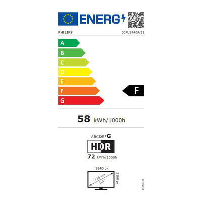 Philips 4K UHD LED Google TV 50 дюймов 50PUS7409/12 3840x2160p HDR10+ 3xHDMI 2xUSB LAN Wi-Fi DVB-T/T2/T2-HD/C/S/S2, 20 Вт