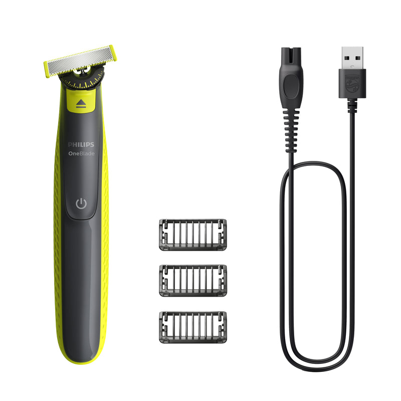 Philips Oneblade QP2724/23, 45 min run time/8hour charging (NiMH), 3 click-on stubble combs (1, 3, 5 mm) 