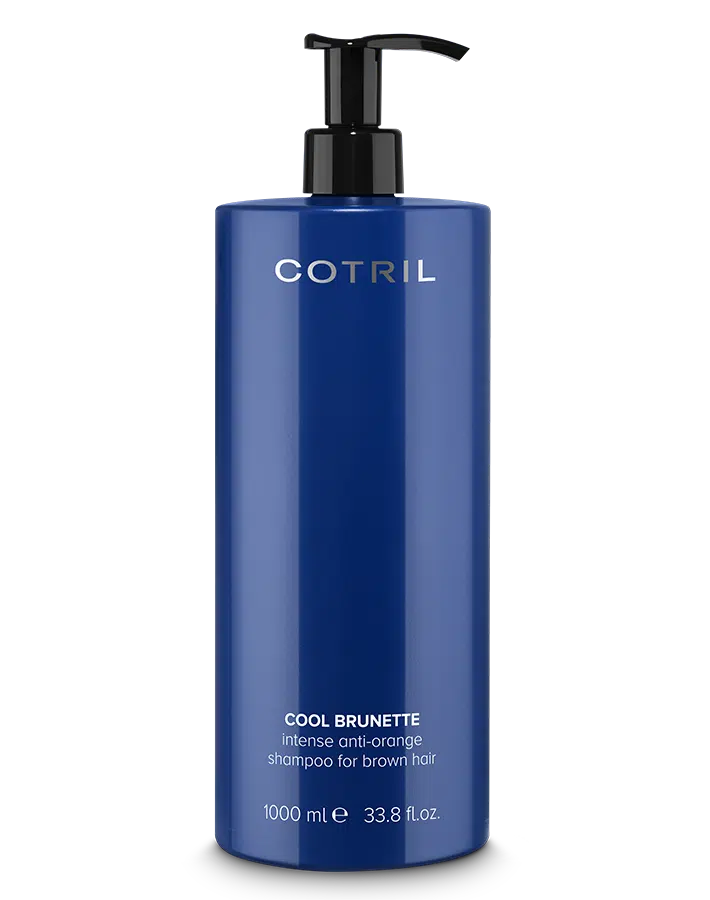 COTRIL COOL BRUNETTE – Šampūnas rudiems plaukams, su mėlynu pigmentu neutralizuojančiu oranžiniai-varinį atspalvį 1000 ml