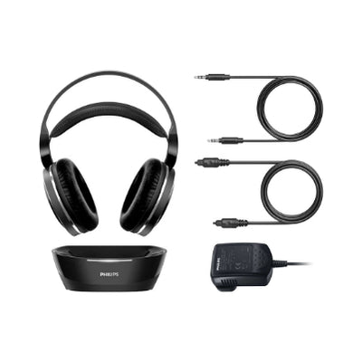 PHILIPS Wireless TV headphones SHD8850/12 40mm drivers, auto on/off, adjustable headband, optical input, audio input 3.5mm jack, Hi-Res Audio, Black 