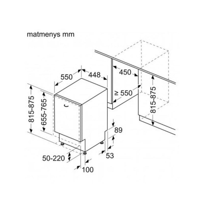 BOSCH Built-In Dishwasher SPH4EMX24E, Energy class C, Width 45 cm, Home Connect, AquaStop, 6 programs