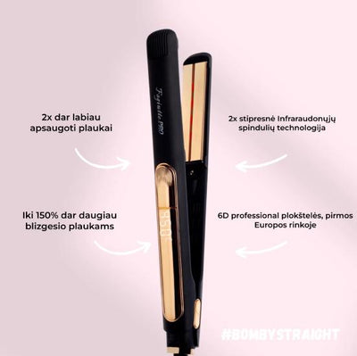 Infraraudonųjų Spindulių Tiesintuvas Su 6D Veidrodinėmis Keratino Plokštelėmis "Bomby Straight"