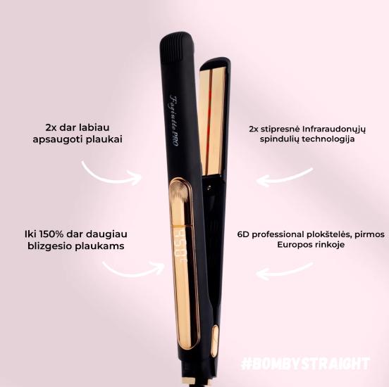 Infraraudonųjų Spindulių Tiesintuvas Su 6D Veidrodinėmis Keratino Plokštelėmis "Bomby Straight"