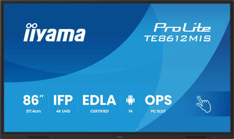 iiyama 86" iiWare13E , Android 14, 8/128GB, 40-Points PureTouch IR with Zero Gap - Air bonding, 3840x2160, UHD IPS panel