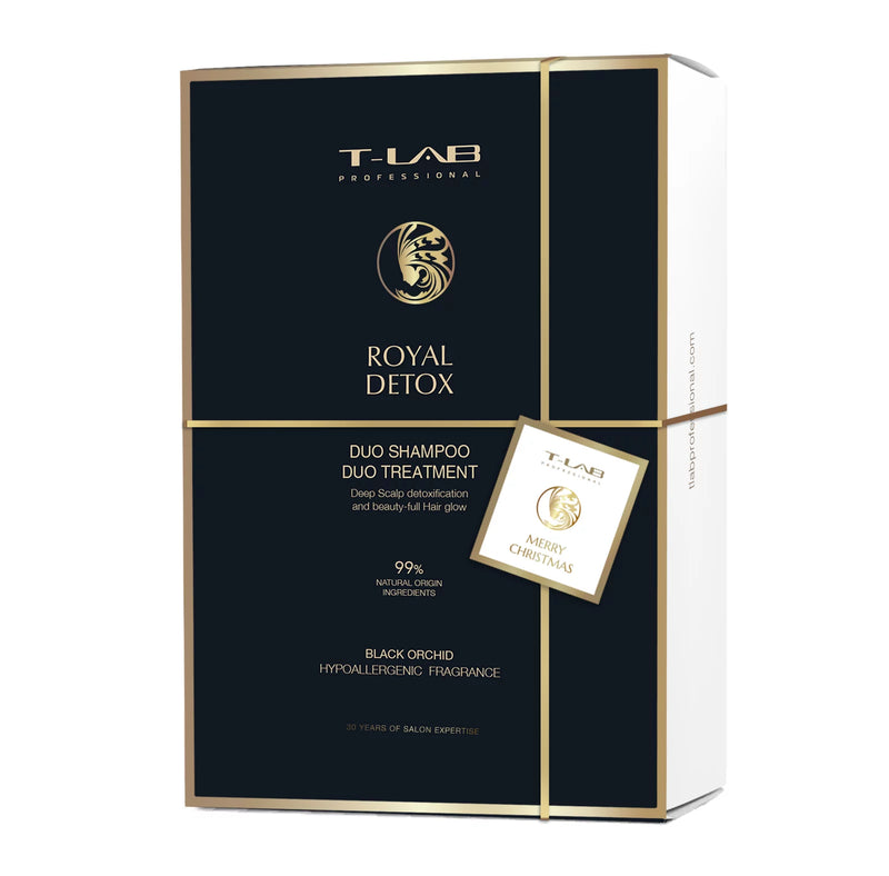 T-LAB Rinkinys| T-LAB Professional Royal Detox Duo Shampoo – detoksikuojantis šampūnas 300ml ir T-LAB Professional Royal Detox Duo Treatment – detoksikuojantis kondicionierius-kaukė 300ml