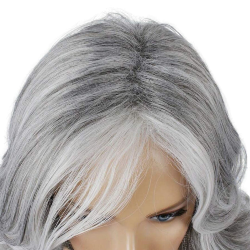 Gray hair synthetic wig