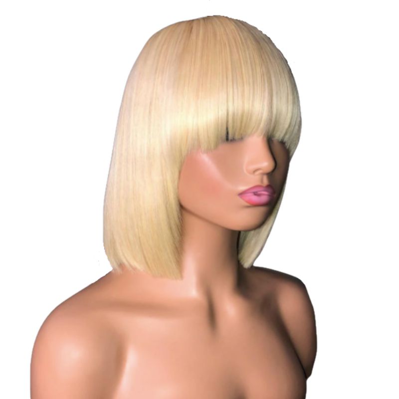 Blonde hair wig with bangs