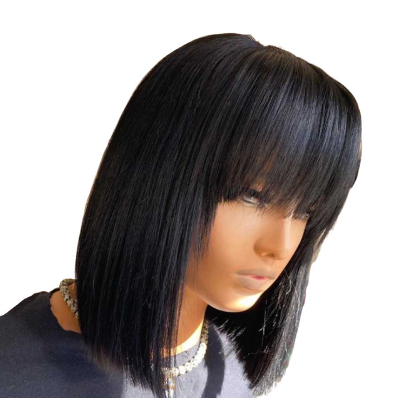 Dark hair wig with bangs