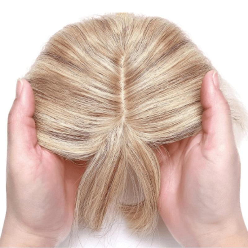 Natural hair toupee with bangs 6 cm x 9 cm