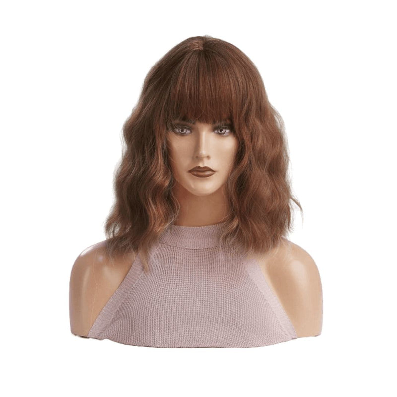 Red hair wig with bangs