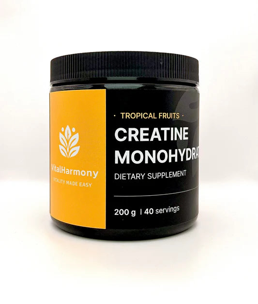 VitalHarmony Kreatino monohidratas 200g - Atogrąžų vaisiai