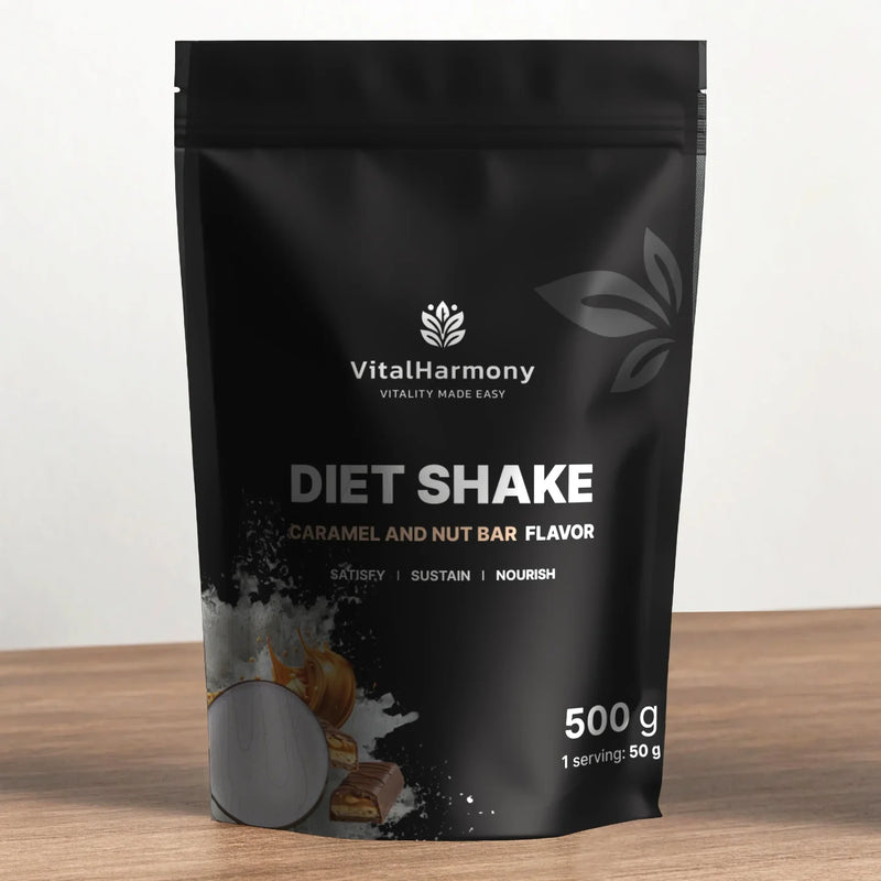 VitalHarmony Diet Shake 500g - Šokolado-karamelės-riešutų batonėlis