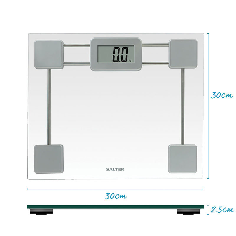 Salter 9081 SV3R Toughened Glass Compact Electronic Bathroom Scale