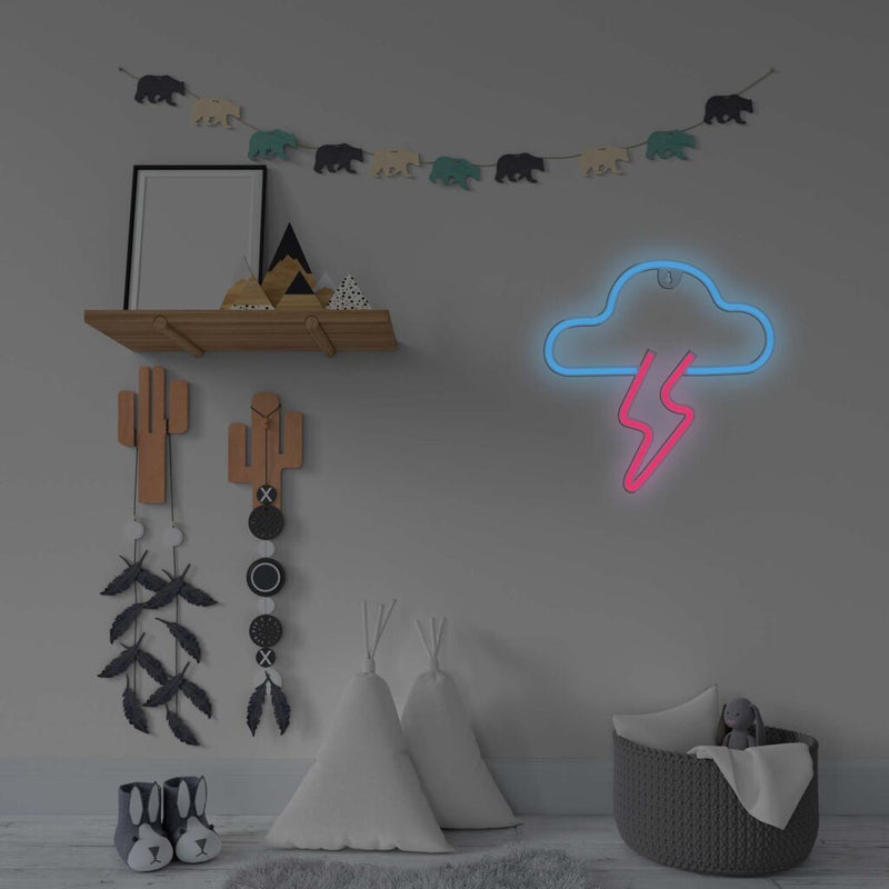 Manta SNL71BL Style Neon Lights CLOUD WITH LIGHTNING Blue-Pink