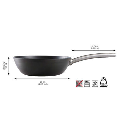 Сковорода WOK из углеродистой стали Skottsberg 24/28см: Размер сковороды - 24см