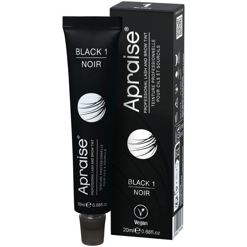 Antakių ir blakstienų dažai Apraise Vegan Eyelash and Eyebrow Tint OS555859, Nr. 1, juodos spalvos, 20 ml