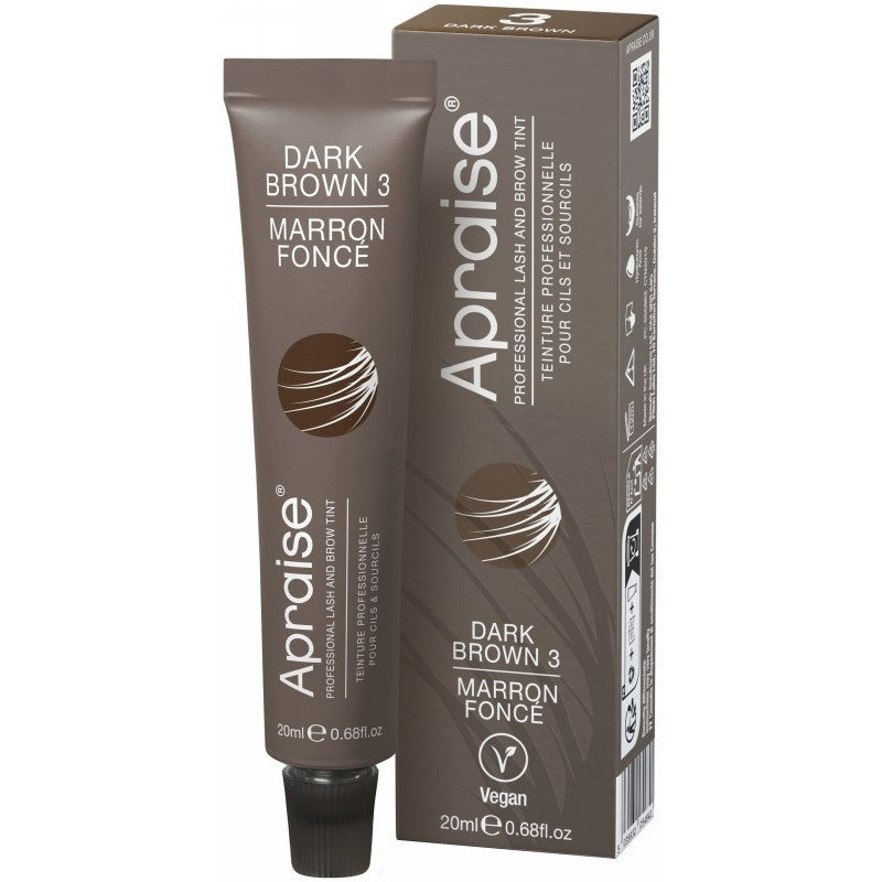 Antakių ir blakstienų dažai Apraise Vegan Eyelash and Eyebrow Tint OS555862, Nr. 3, rudos spalvos, 20 ml