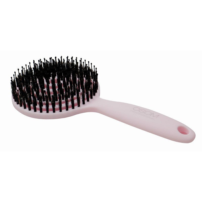 Apvalios formos šepetys plaukams, skirtas plaukų džiovinimui OSOM Professional Lollipop Vent Brush Matte Pink OSOM15493, rožinis, su nailono spygliukais ir šerno šereliais