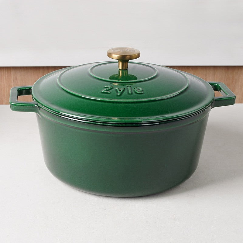 Apvalus emaliuotas ketaus puodas Zyle ZY020GRKI, žalias, Ø 27 cm, 6 l