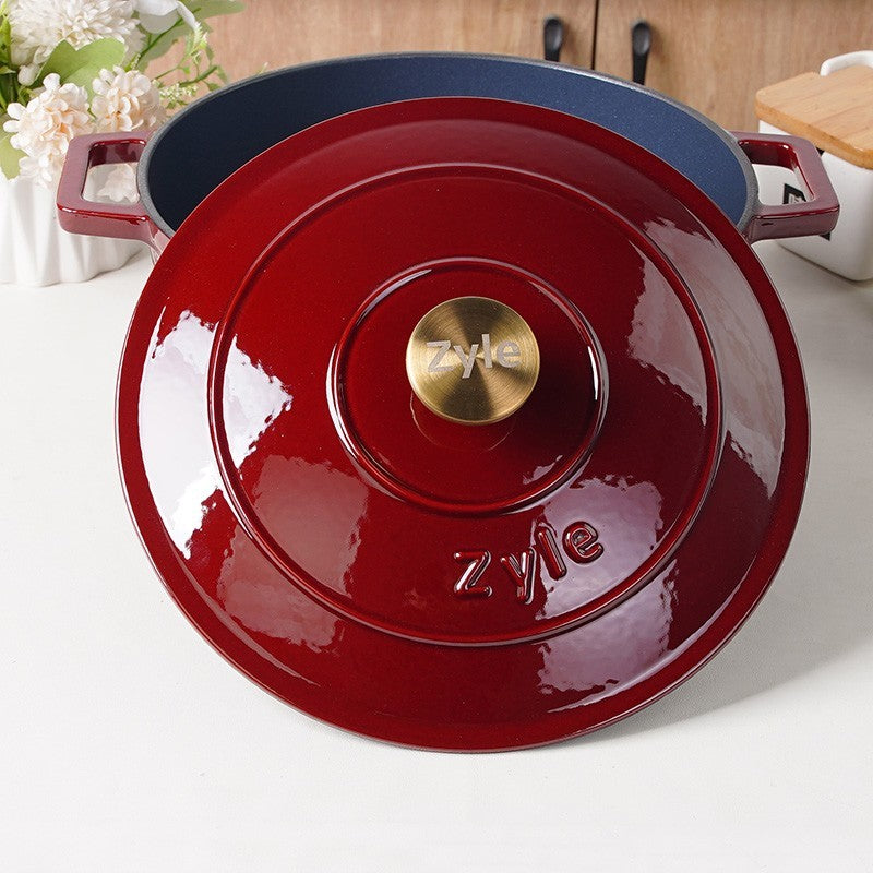 Apvalus emaliuotas ketaus puodas Zyle ZY020RKI, raudonas, Ø 27 cm, 6 l