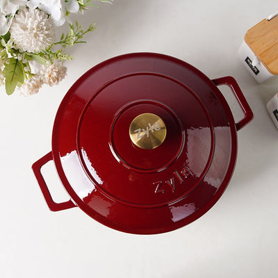 Apvalus emaliuotas ketaus puodas Zyle ZY020RKI, raudonas, Ø 27 cm, 6 l