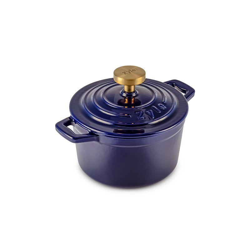 Round enameled cast iron pot Zyle ZY03BLKI, Ø14 cm, blue