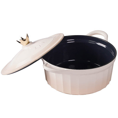 Кастрюля чугунная круглая эмалированная Zyle ZY13KI Ø28, белая, 5,5 л