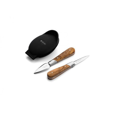 Austrių gliaudymo rinkinys Forged Oyster set Olive wood