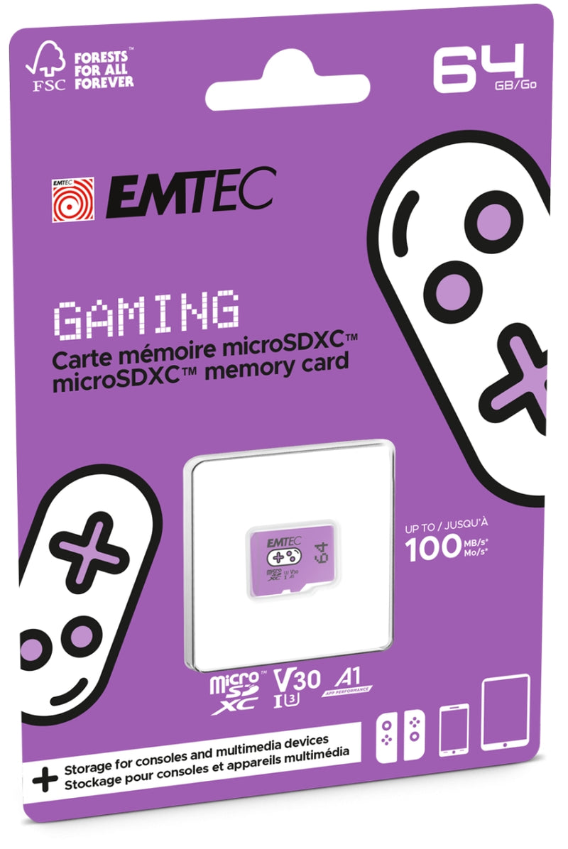 Emtec mSD 64GB UHS-I U3 V30 A1 Gaming Purple