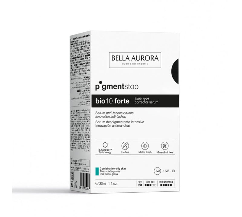 Bella Aurora Bio10 Forte Anti-Dark Spot Serum Veido serumas nuo pigmentacijos mišriai odai 30ml