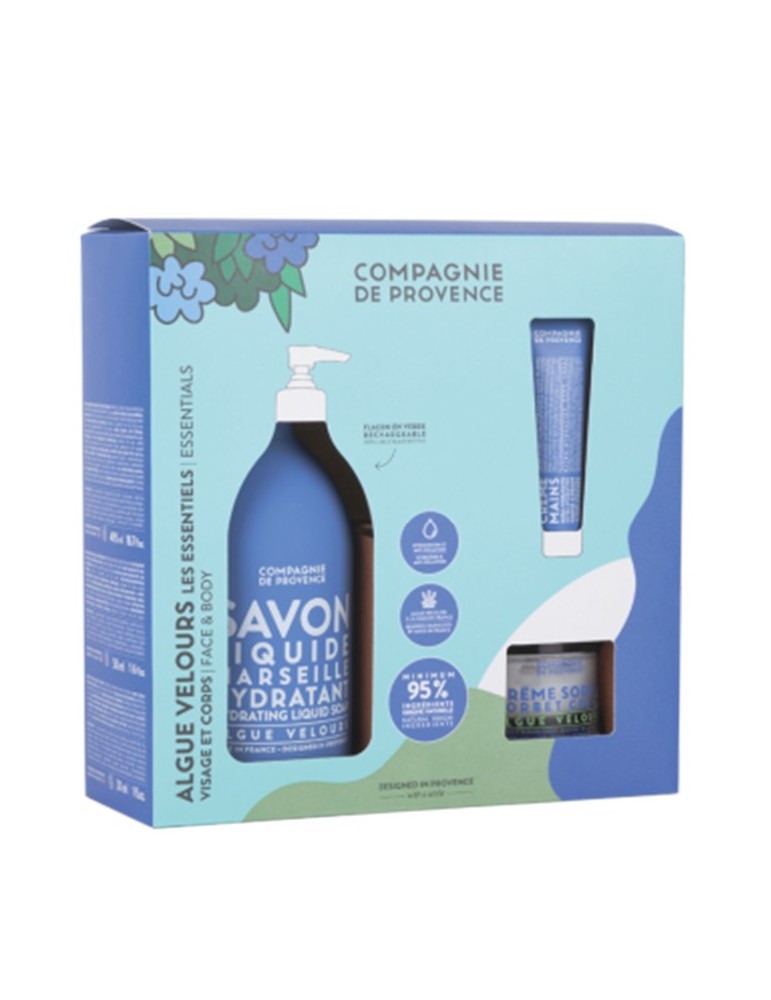 CDP rinkinys „Velvet Seaweed“ (muilas 495ml, veido kremas 50 ml, rankų kremas 30 ml)