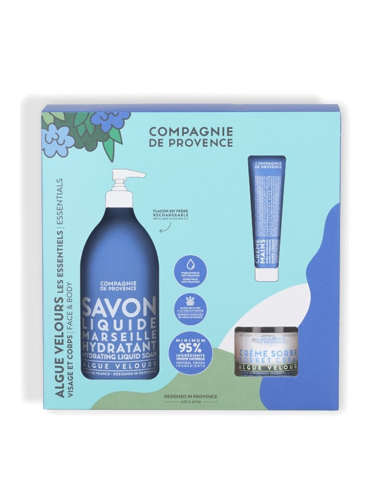 CDP rinkinys „Velvet Seaweed“ (muilas 495ml, veido kremas 50 ml, rankų kremas 30 ml)