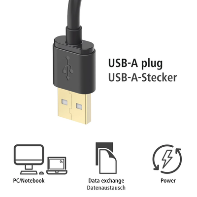 Hama 00178327 2-in-1 Micro-USB Cable with USB Type-C Adapter 1m Black