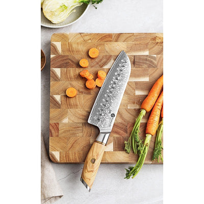 Damasko plieno peilis Kamazaki Santoku Knife KZ38KN, 18 cm