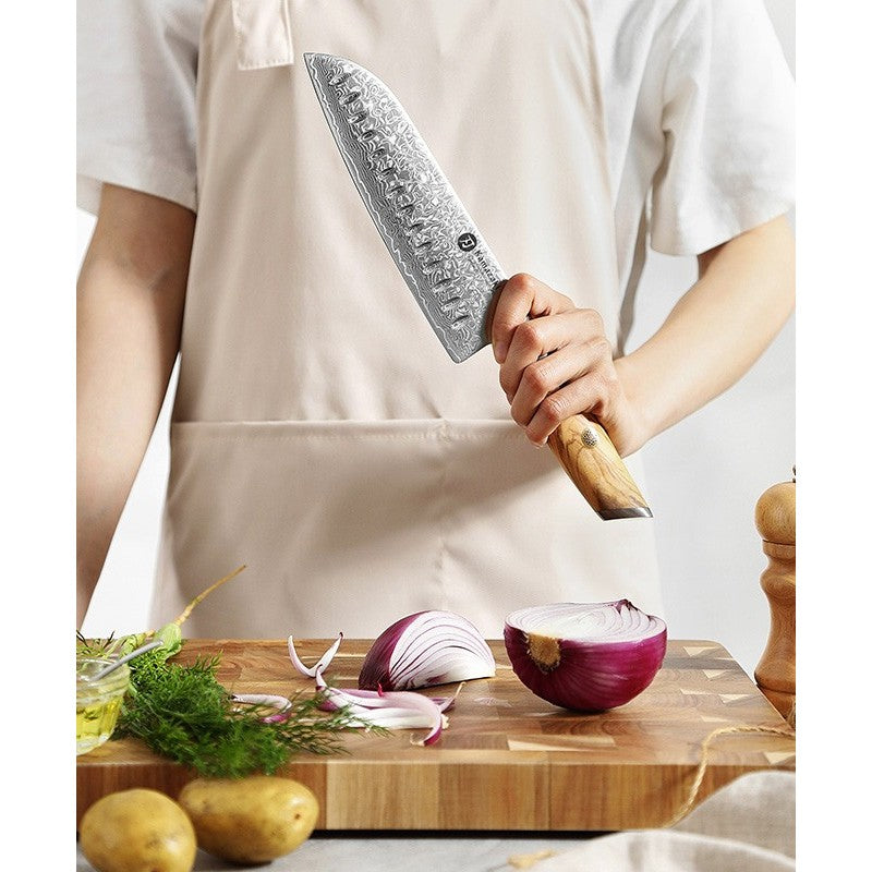 Damasko plieno peilis Kamazaki Santoku Knife KZ38KN, 18 cm