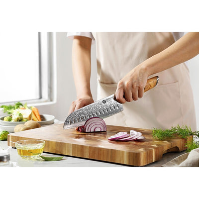 Damasko plieno peilis Kamazaki Santoku Knife KZ38KN, 18 cm