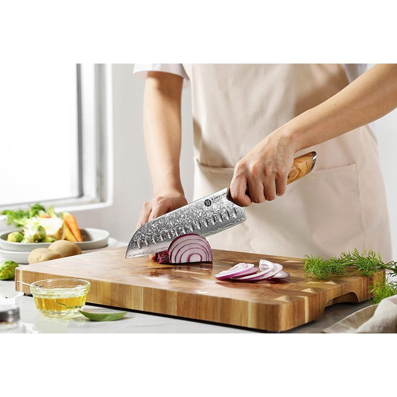 Damasko plieno peilis Kamazaki Santoku Knife KZ38KN, 18 cm