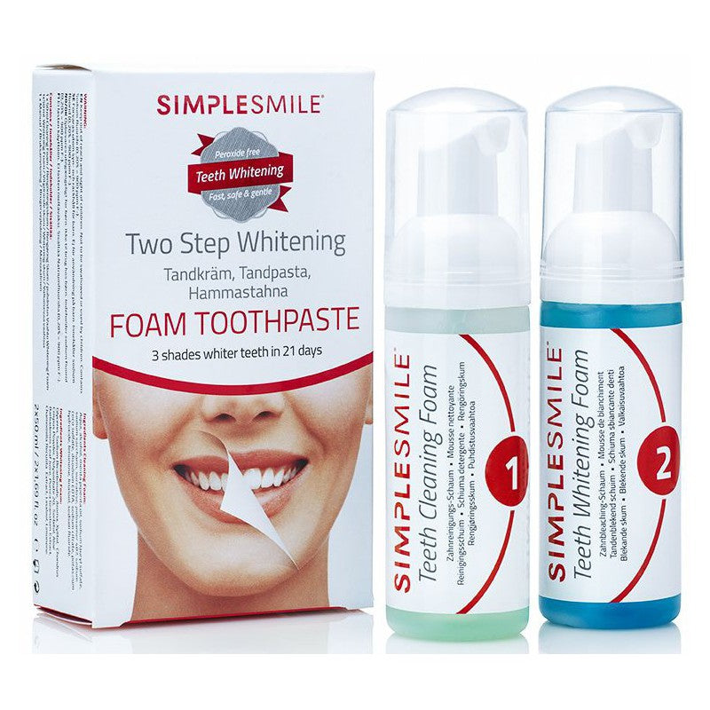 Teeth cleaning and whitening foam Simplesmile Dual Foam With Sodium Fluoride BECSS1310, 2 x 50 ml