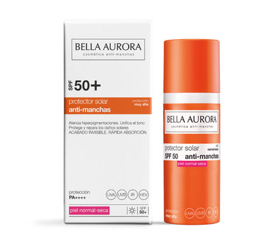 Bella Aurora Anti-Dark Spots Gel-Cream Sunscreen SPF50+ Normal-Dry Skin Apsauga nuo saulės normaliai-sausai odai 50ml